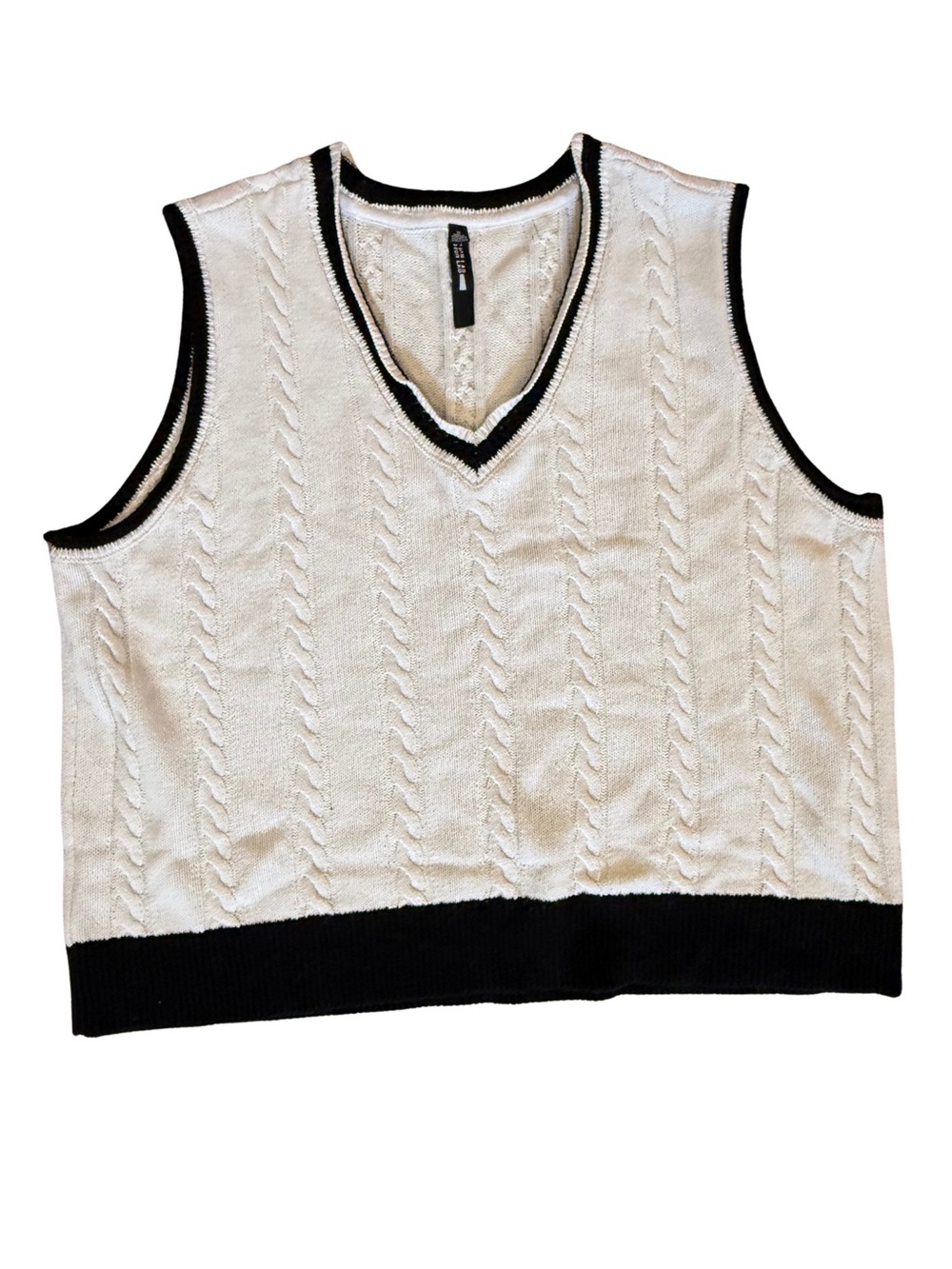 Design Lab 3X Cream Cable Knit Preppy Sweater Vest - Picture 2 of 6